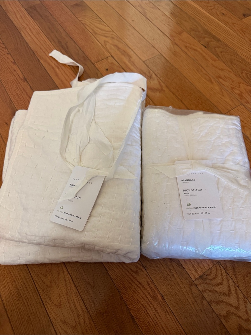 Pottery Barn Standard Pickstitch White Shams NWT (2) $59 each